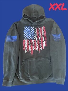 We The People Holsters Black Hoodie –Flag Graphic XXL (Worn Once)